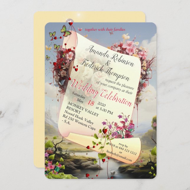 Fantasy Realms of Magic Scenery designs Invitation (Front/Back)