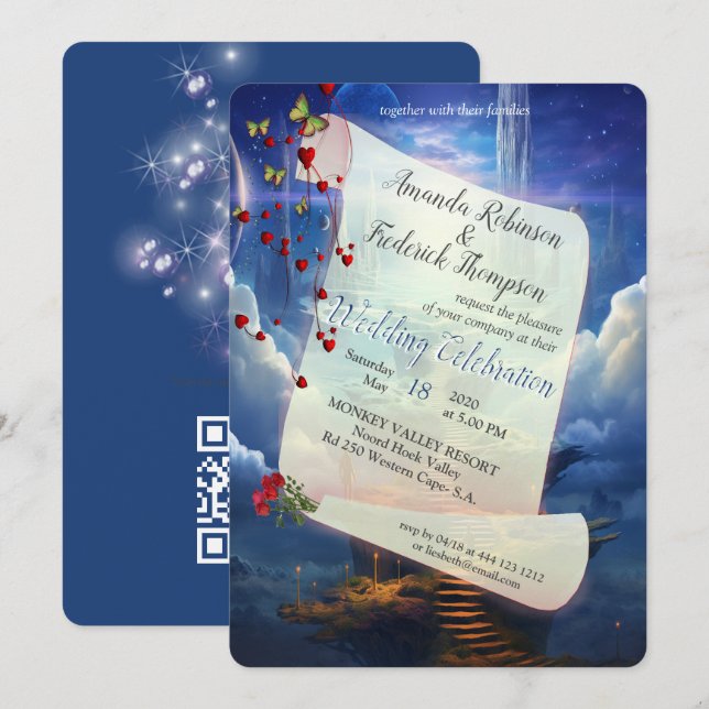 Fantasy Realms of Magic Scenery designs Invitation (Front/Back)
