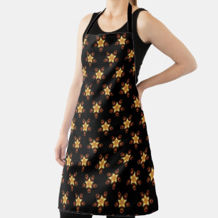 Fantasy Red Gold Flower Apron