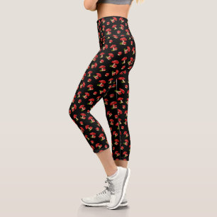 Fantasy Red Magical Spotted Mushroom Capri Leggings