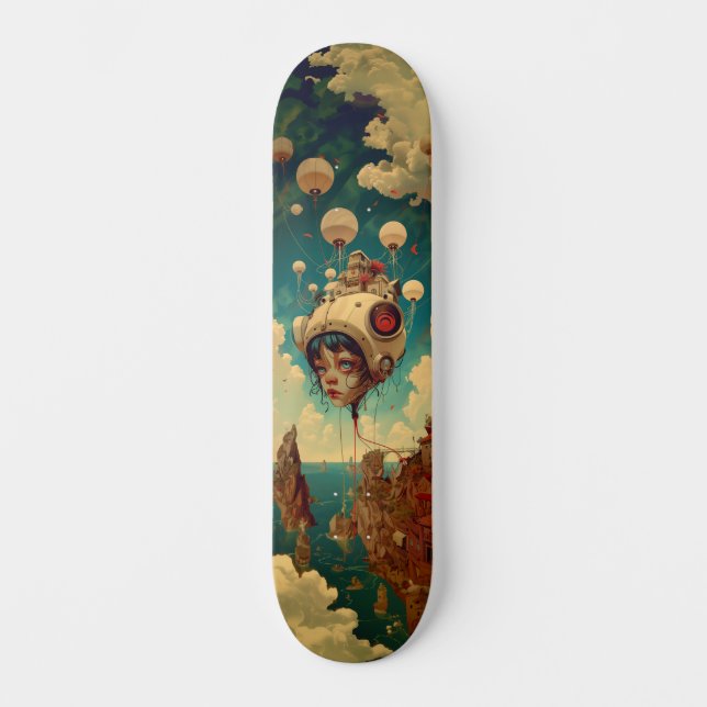 Fantasy robot ship wall art skateboard (Recto)