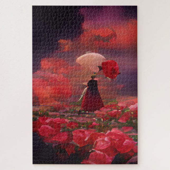 Fantasy Rose Field Under the Sky Jigsaw Puzzle (Vertical)