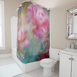 Fantasy Roses Painted In Pink Vintage Botanical