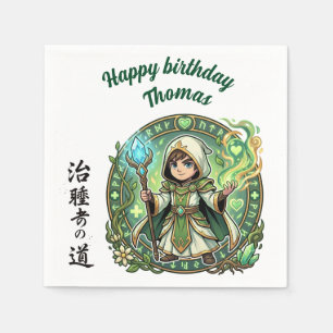 Fantasy RPG Healer Anime Chibi Gamer Birthday  Napkin