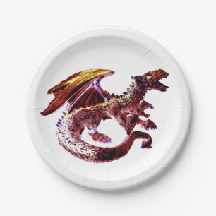 Fantasy Ruby Red Dragon Paper Plate