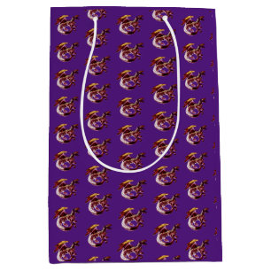 Fantasy Ruby Red Dragon Purple Medium Gift Bag