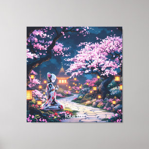 Fantasy Sakura Cyborg Girl Canvas Print