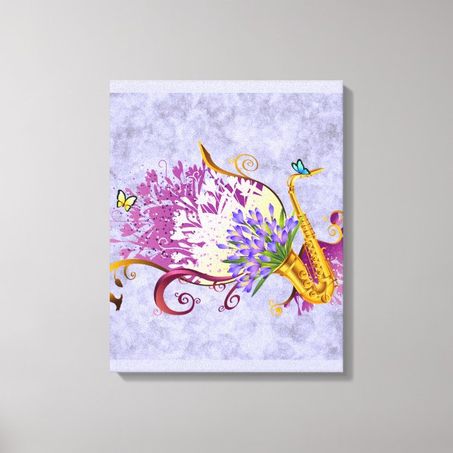 Fantasy Saxophone Music  3 Panel Canvas Print (Front)