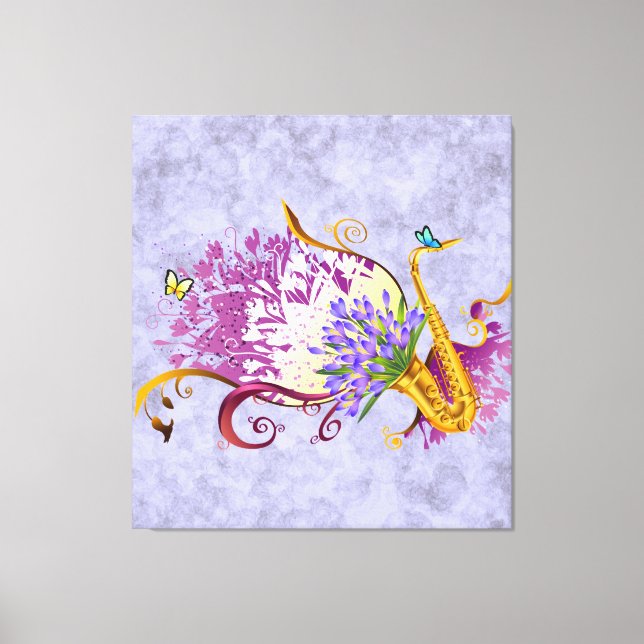 Fantasy Saxophone Music  3 Panel Canvas Print (Front)