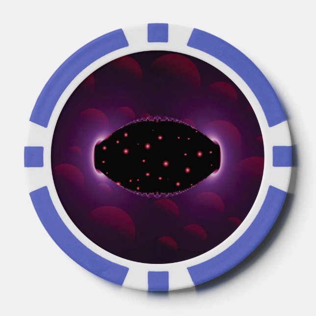 Fantasy Scene Alien Space Craft On Sea of Orbs Poker Chips (Front)