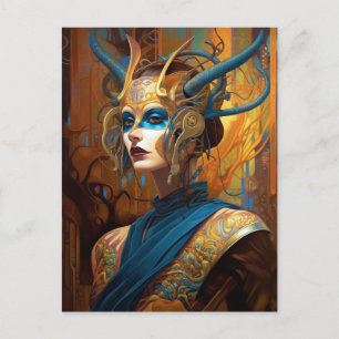 Fantasy Sci-Fi Queen Headdress Mask Postcard