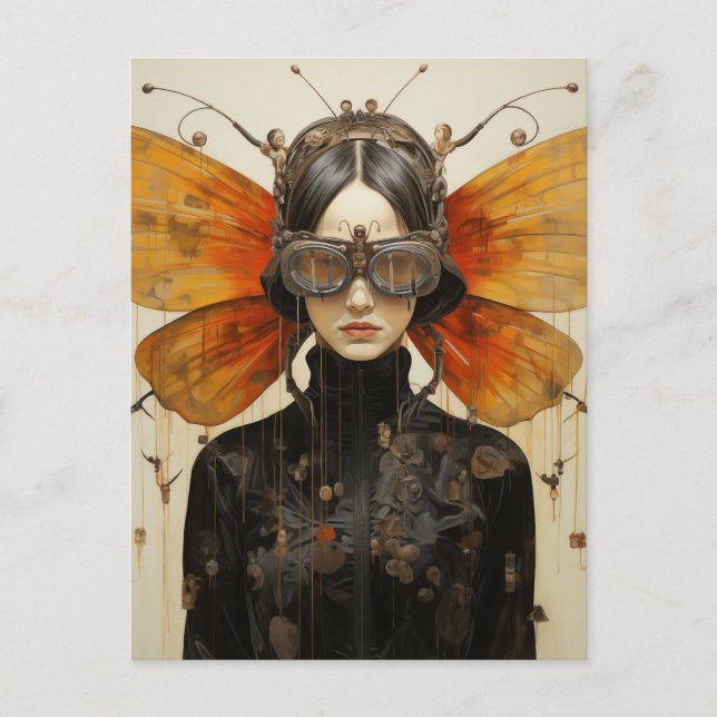 Fantasy Scifi Insect Woman Postcard (Front)