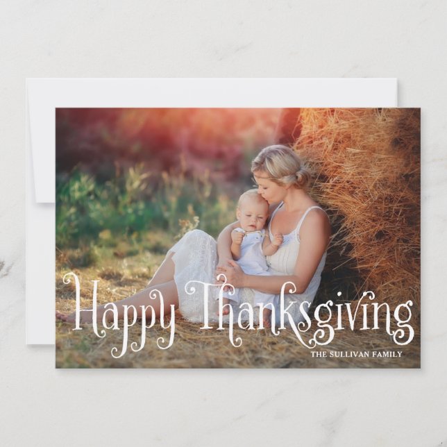 Fantasy Script Happy Thanksgiving Photo Card (Front)