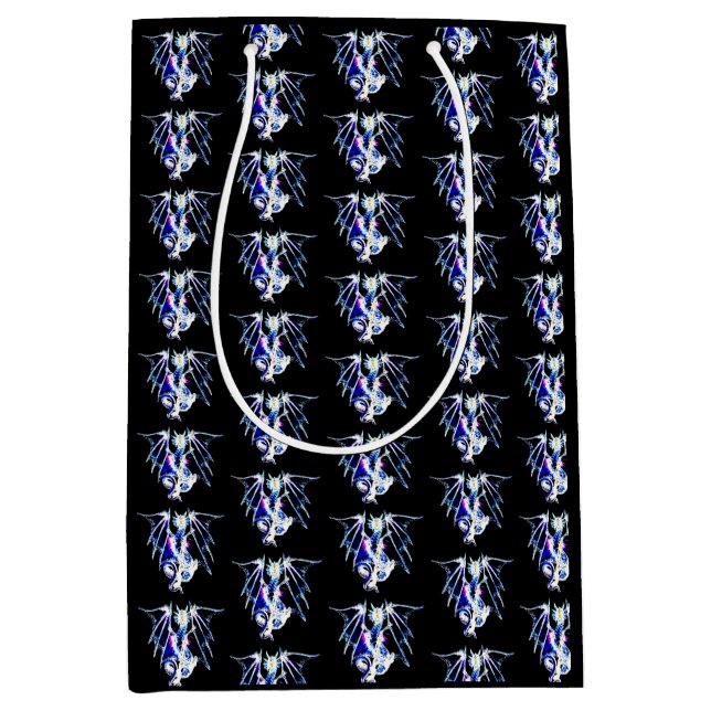 Fantasy Sea Beast Dragon Black Mythical Creature  Medium Gift Bag (Front)