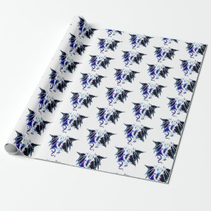 Fantasy Sea Beast Dragon Wrapping Paper White