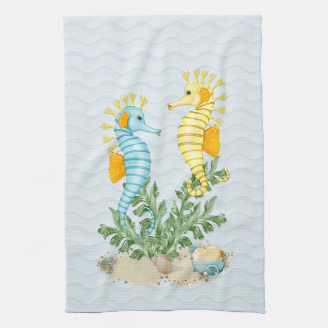 Fantasy Sea Horse and Bling Kitchen Towel (Vertical)