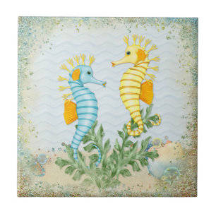 Fantasy Sea Horse and Bling Tile
