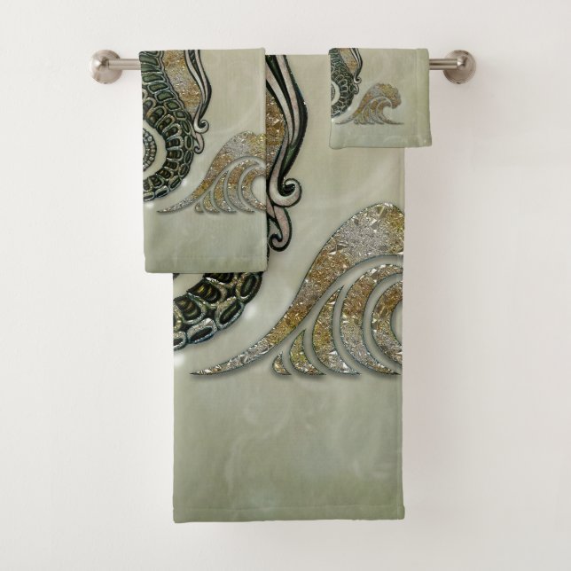 fantasy seahorse bath towel set (Insitu)