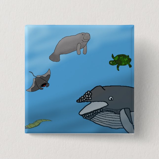 Fantasy Seascape 2 Inch Square Button (Front)