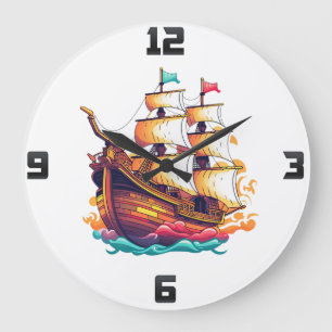 Fantasy Ship Large Clock