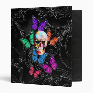 Fantasy skull and coloured butterflies binder