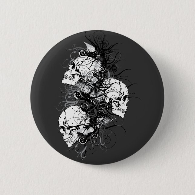 Fantasy Skulls 2 Inch Round Button (Front)