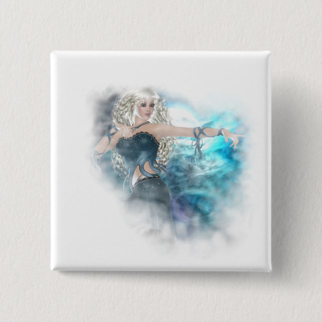 Fantasy Sky Siren Vignette 2 Inch Square Button (Front)