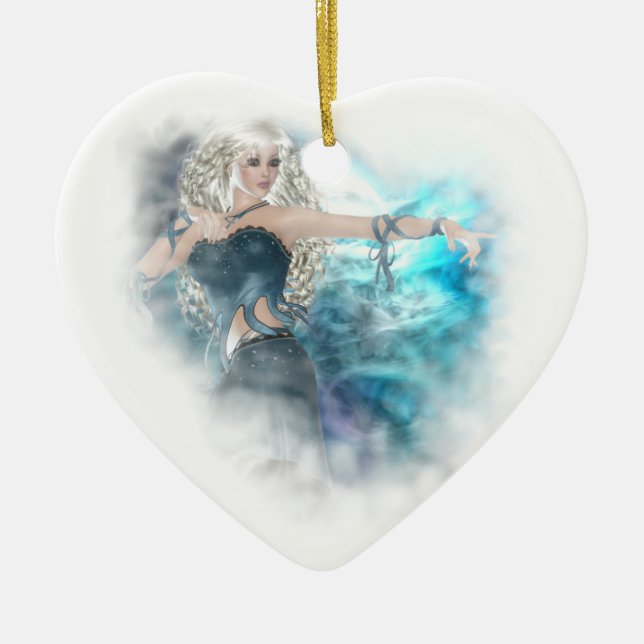Fantasy Sky Siren Vignette Ceramic Ornament (Front)