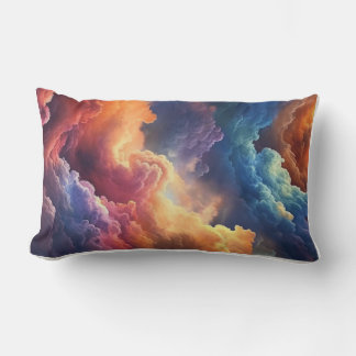 Fantasy Sky Vibe dreamy Multicolored Cloudscape  Lumbar Pillow