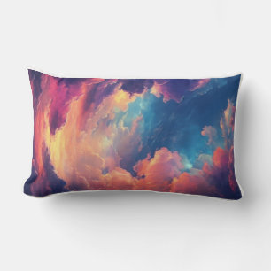 Fantasy Sky Vibe dreamy Multicolored Cloudscape Lumbar Pillow