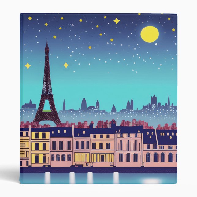 Fantasy Skyline of Paris Under the Stars Binder (Front)