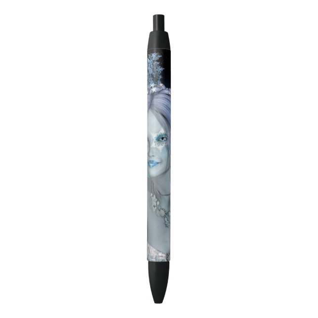 Fantasy Snow Fairy Black Ink Pen (Front Vertical)