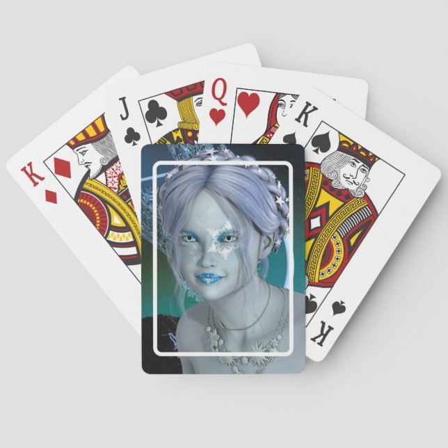 Fantasy Snow Fairy Playing Cards (Back)