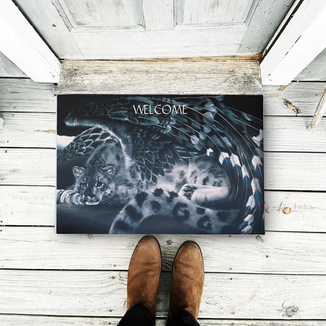 Fantasy Snow Leopard Wings Doormat (Creator Uploaded)