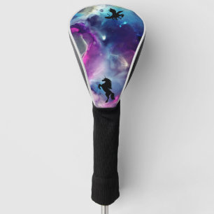 Fantasy Space Nebula Unicorn Dragon Pink blue  Golf Head Cover