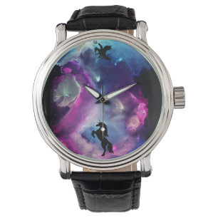 Fantasy Space Nebula Unicorn Dragon Pink blue  Watch