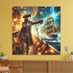 Fantasy Space Pirate Steampunk Vintage Victorian  Canvas Print