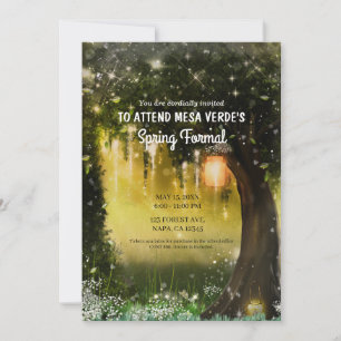 Fantasy Sparkle Enchanted Green Forest Prom Invitation