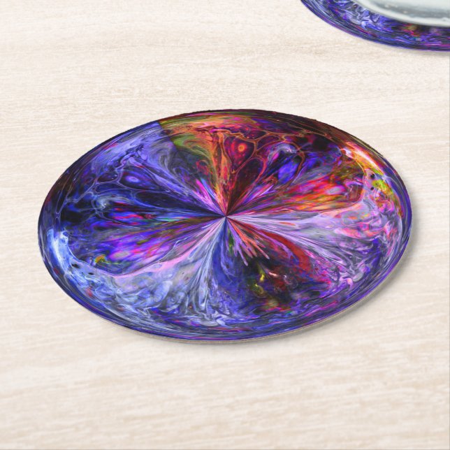 Fantasy Sphere Round Paper Coaster (Angled)