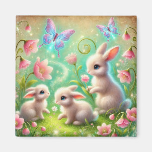 Fantasy Spring Bunny Garden Magnet