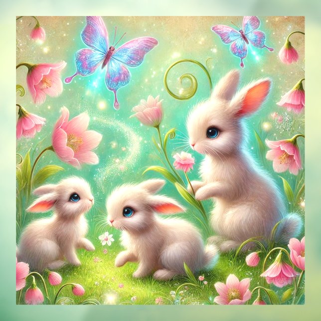 Fantasy Spring Bunny Garden Window Cling (Sheet 3)