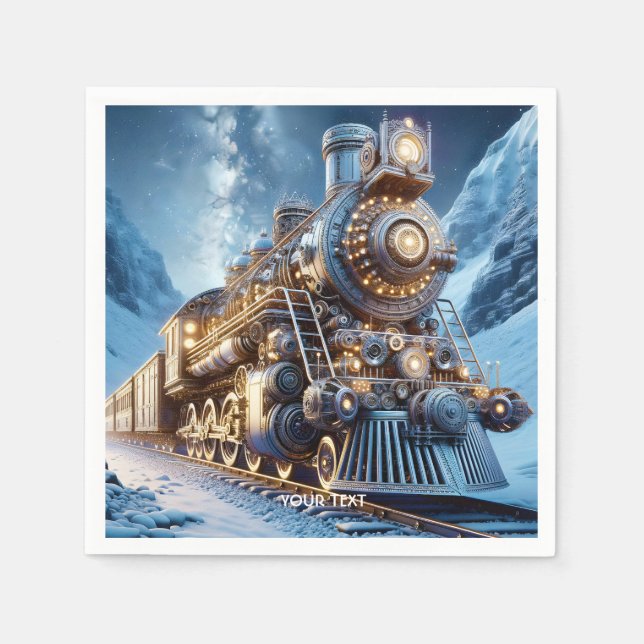Fantasy Steam Train Winter Napkin (Front)