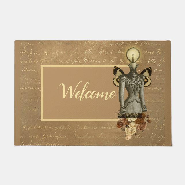 Fantasy Steampunk Bust  Doormat (Front)