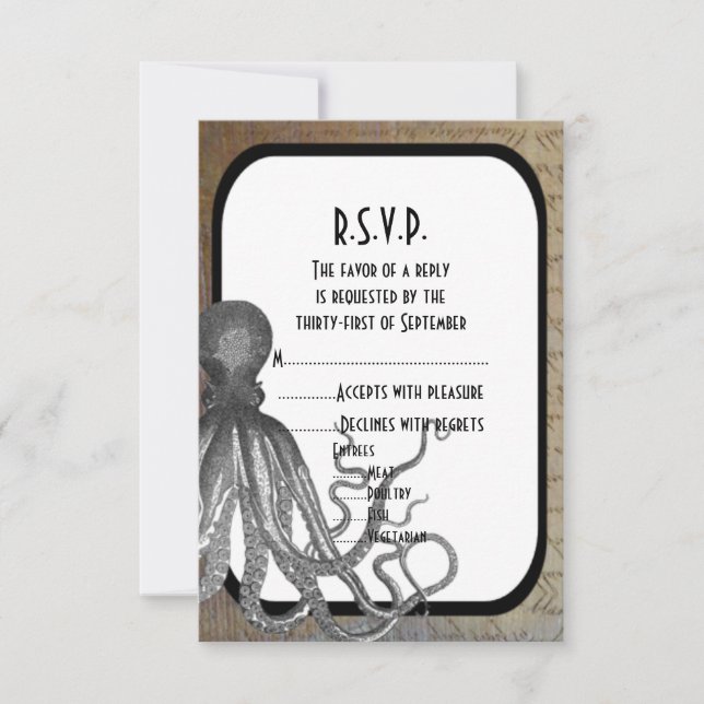 Fantasy steampunk modern wedding R.S.V.P RSVP Card (Front)