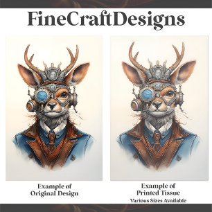 Fantasy Steampunk Reindeer Christmas E1 Decoupage Tissue Paper