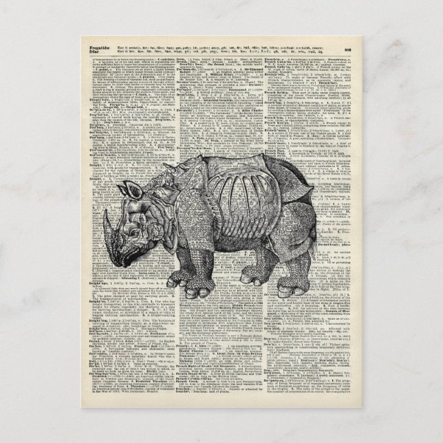 Fantasy steampunk Rhinoceros Postcard (Front)