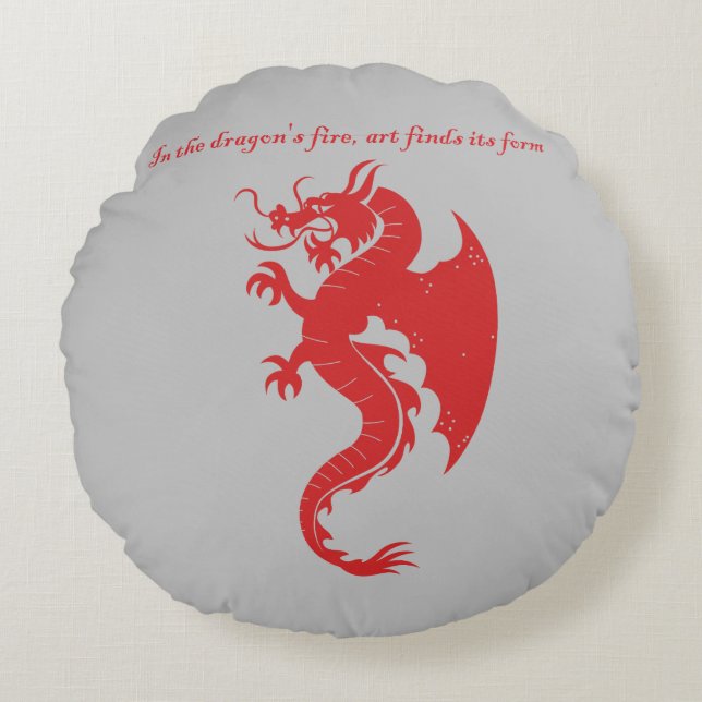 Fantasy Stroke Dragon art merchandise  Round Pillow (Front)
