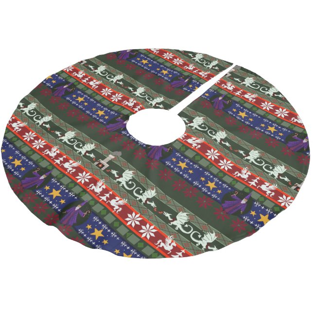 Fantasy Style Ugly Sweater Pattern  Brushed Polyes Brushed Polyester Tree Skirt (Angled)