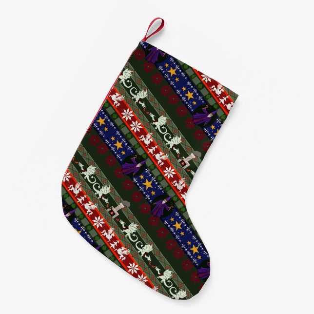 Fantasy Style Ugly Sweater Pattern Small Christmas Stocking (Front (Hanging))