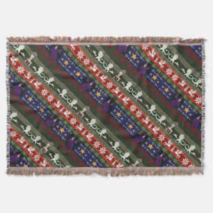 Fantasy Style Ugly Sweater Pattern Throw Blanket